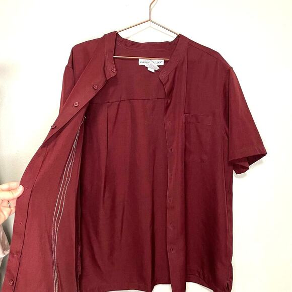 Irvine Park Bowling Maroon Button Up Mens Shirt Rockabilly Red size Extra Large - Picture 7 of 7